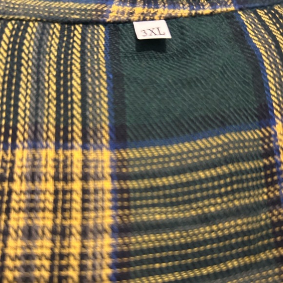 Temu Plus Plaid Green Long Sleeve Button Down Shirt Size 3XL - Picture 4 of 7